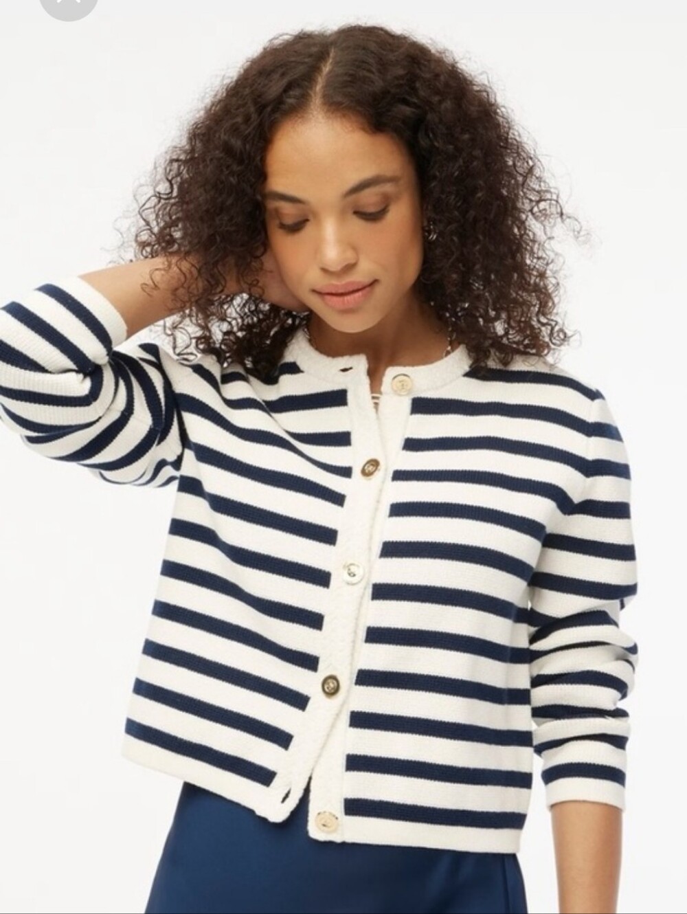 J. Crew Striped Cotton Lady Jacket Cardigan sweater